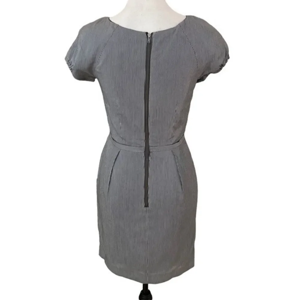 J. Crew Factory Cap Sleeve Pocket Pinstriped Silk Blend Dress size 0.